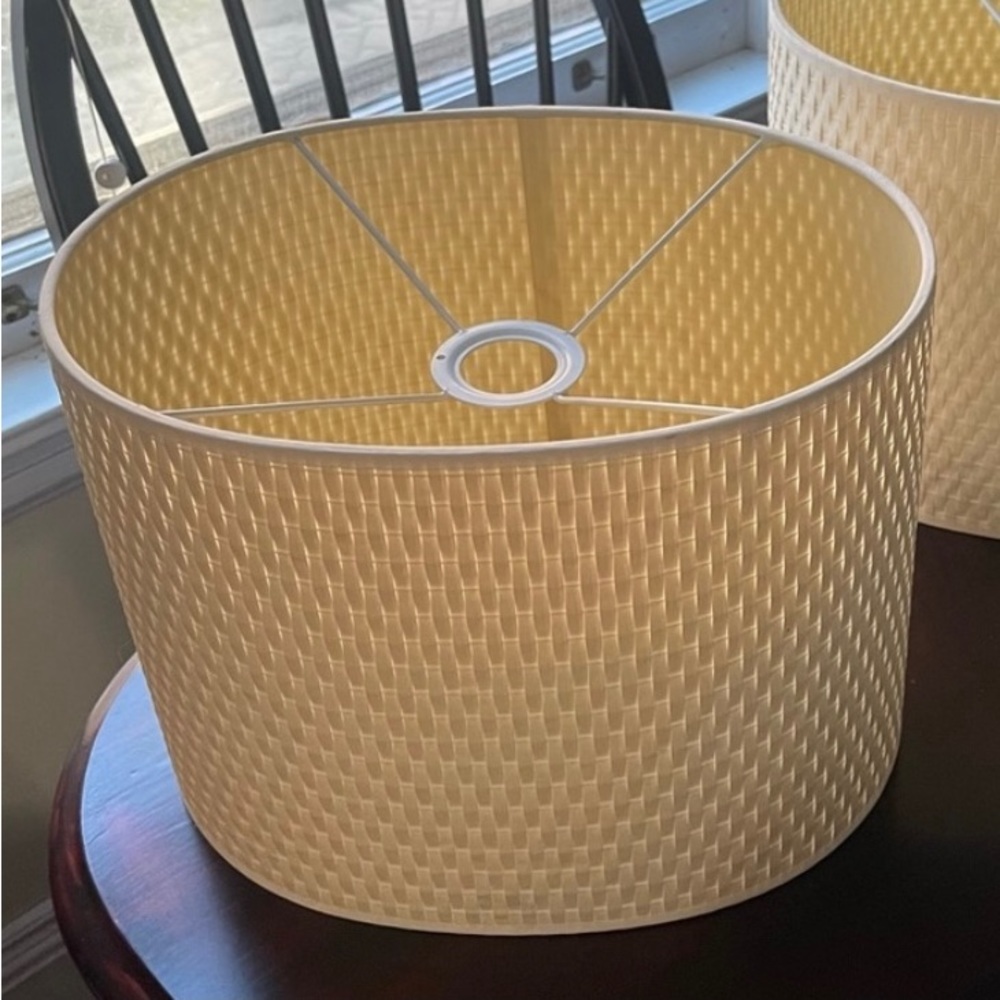 Resin Weaved Cream Oval Drum Shape Lampshade
